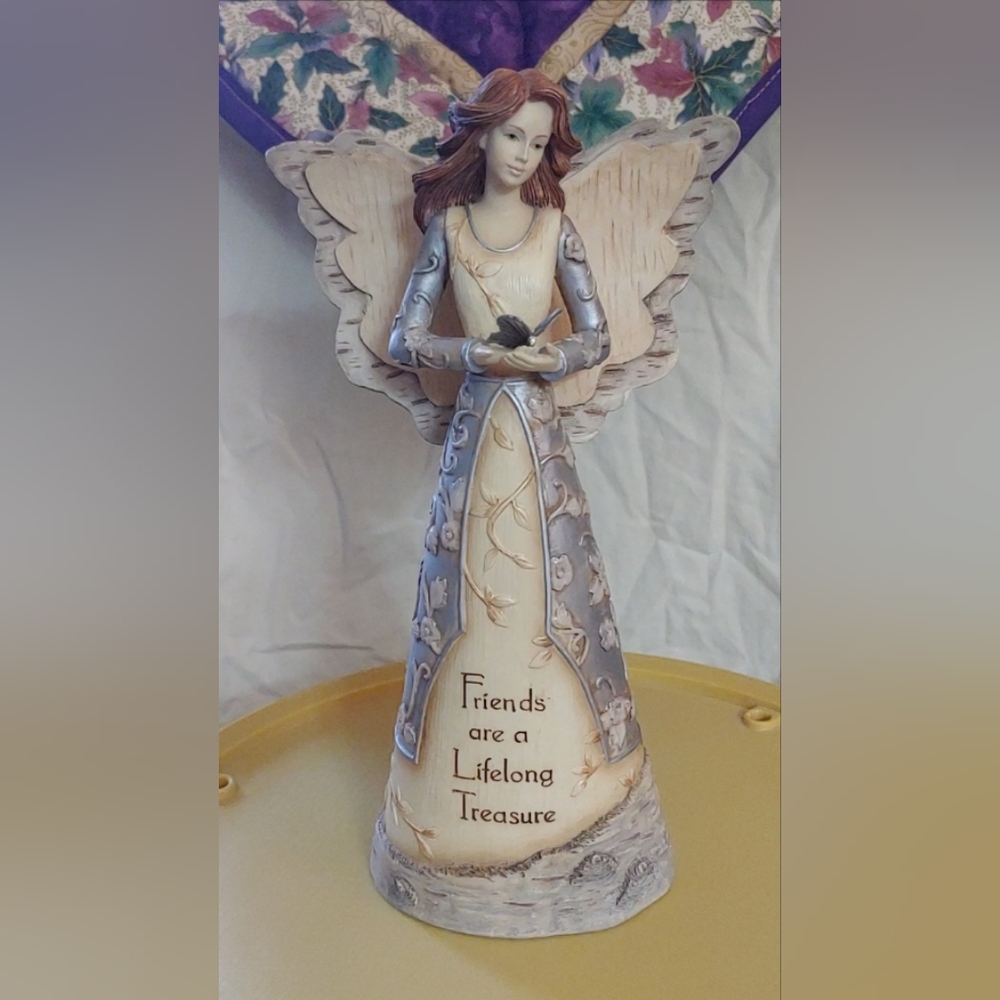 Angel Figurine "Friends are a Lifelong" - Cream & Silver Accent